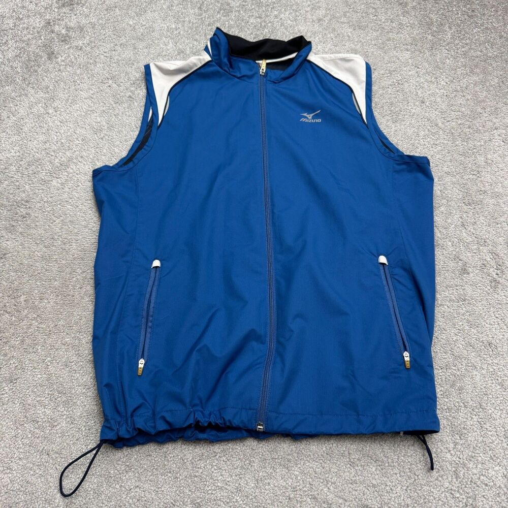 Mizuno Lightweight Running Vest Jacket Mens Medium Blue White Athletic Sample